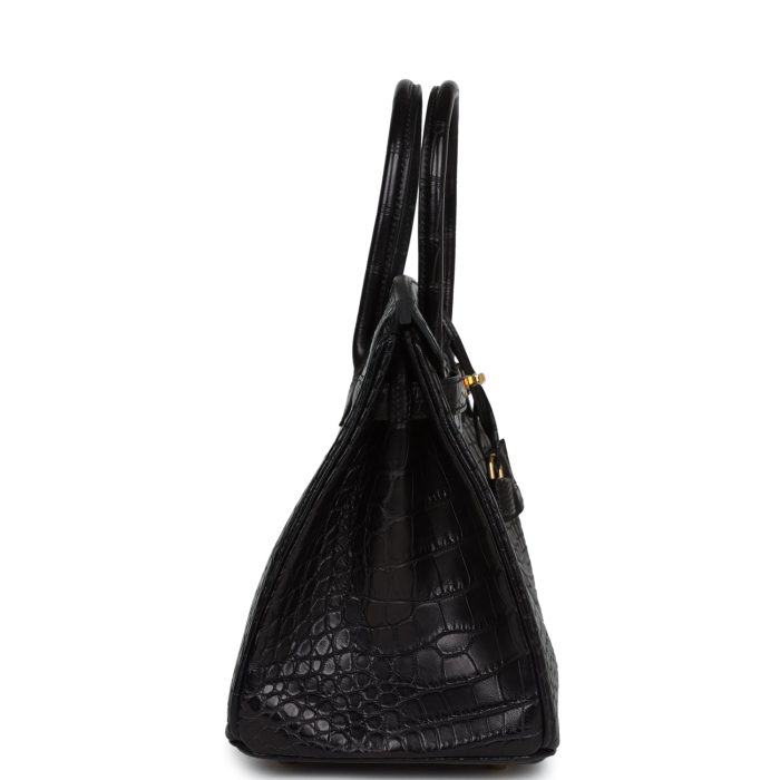 Handmade Bag HB 30 Black Matte Alligator Gold Hardware - 图片 3