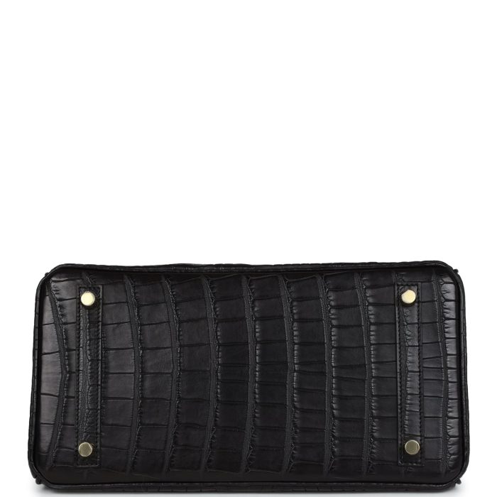Handmade Bag HB 30 Black Matte Alligator Gold Hardware - 图片 5