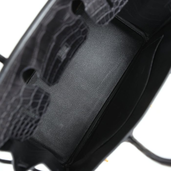 Handmade Bag HB 30 Black Matte Alligator Gold Hardware - 图片 7