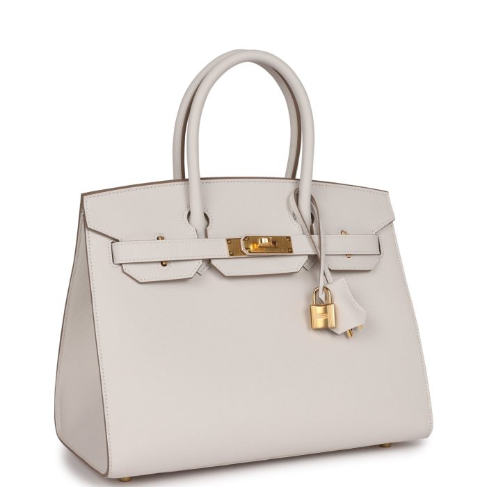 Handmade Bag HB Sellier 30 Gris Pale Epsom Gold Hardware - 图片 2