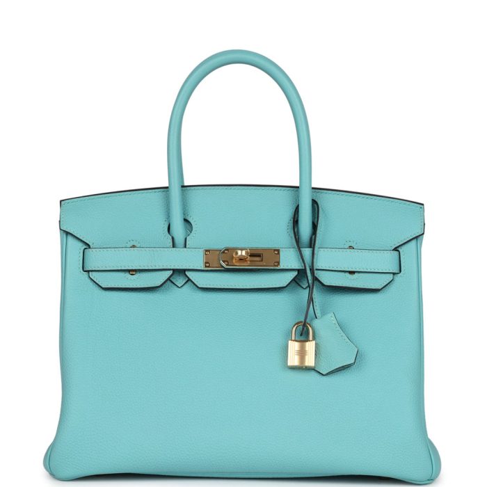 Handmade Bag HB 30 Bleu Atoll Togo Gold Hardware