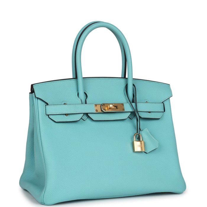 Handmade Bag HB 30 Bleu Atoll Togo Gold Hardware - 图片 2