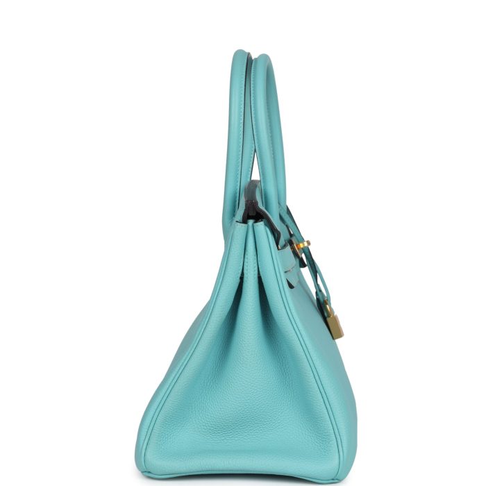 Handmade Bag HB 30 Bleu Atoll Togo Gold Hardware - 图片 3