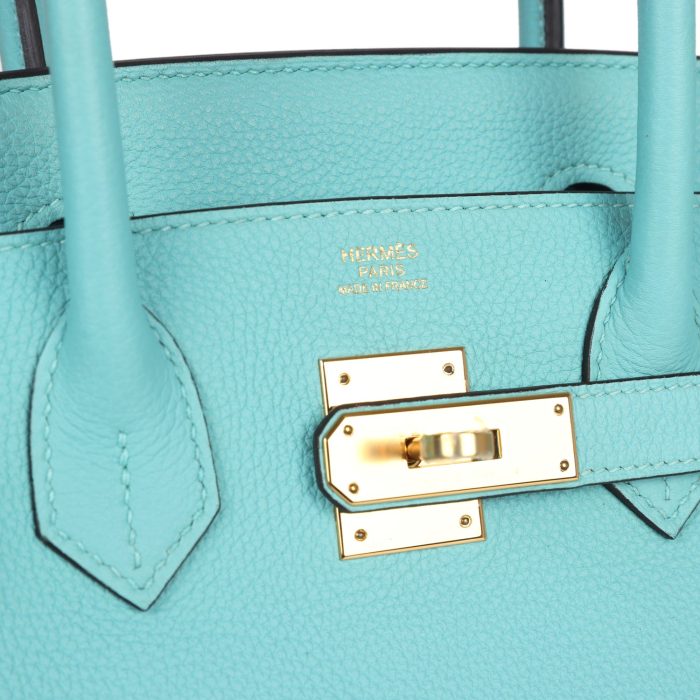 Handmade Bag HB 30 Bleu Atoll Togo Gold Hardware - 图片 6