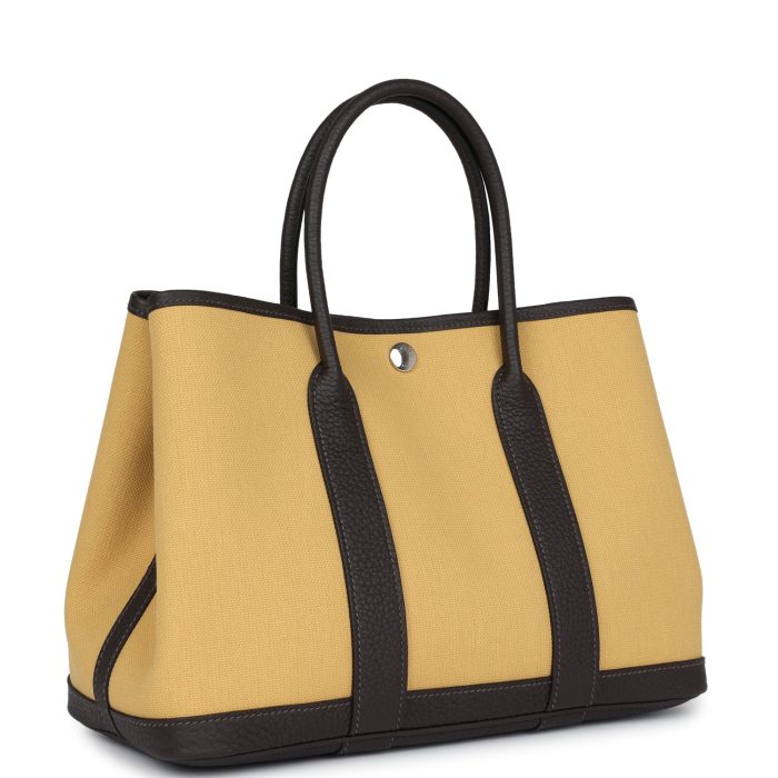Handmade Bag HGP 30 Paille Toile Militaire Canvas and Ebene Negonda Palladium Hardware - 图片 2