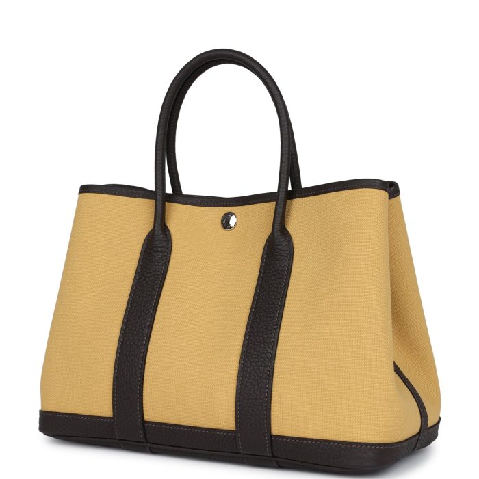 Handmade Bag HGP 30 Paille Toile Militaire Canvas and Ebene Negonda Palladium Hardware - 图片 4