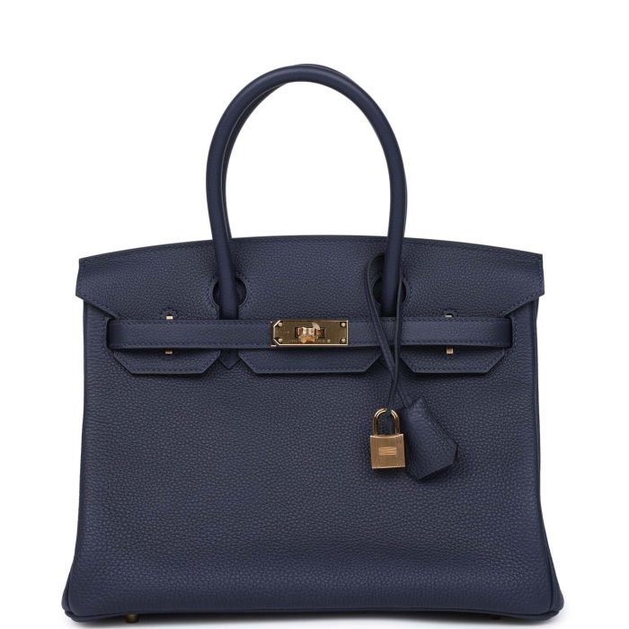 Handmade Bag HB 30 Bleu Nuit Togo Gold Hardware