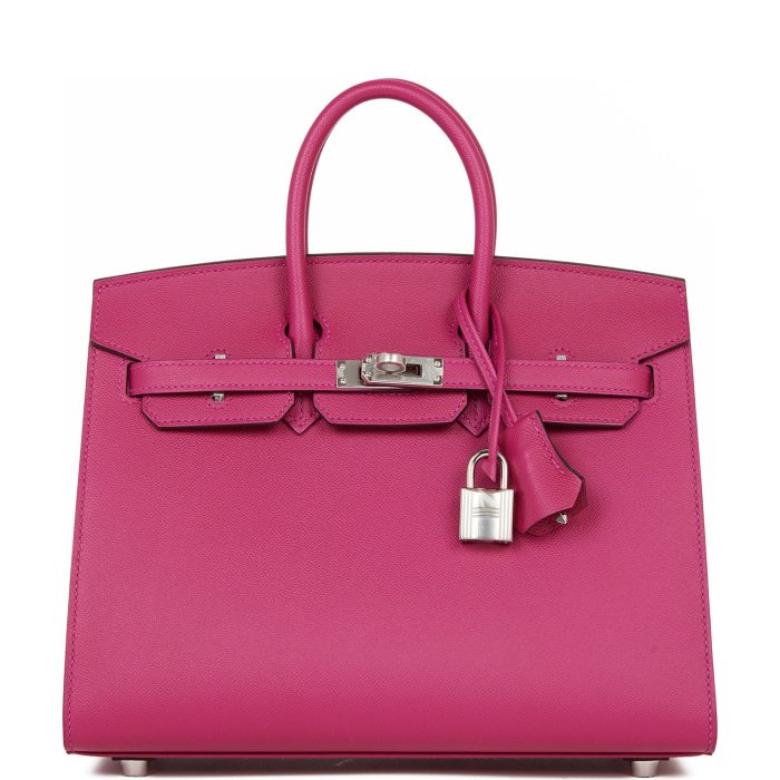 Handmade Bag HB Sellier 25 Rose Pourpre Veau Madame Palladium Hardware