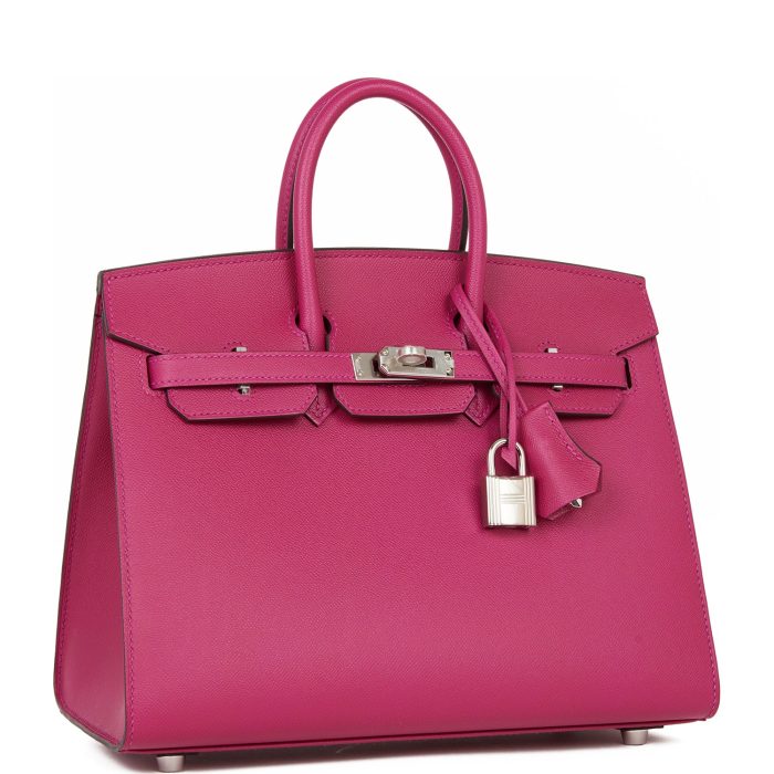 Handmade Bag HB Sellier 25 Rose Pourpre Veau Madame Palladium Hardware - 图片 2