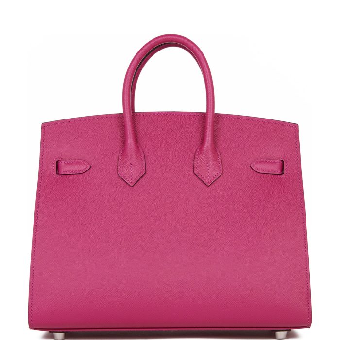 Handmade Bag HB Sellier 25 Rose Pourpre Veau Madame Palladium Hardware - 图片 4