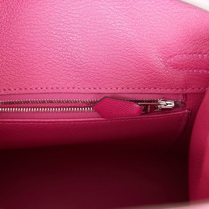 Handmade Bag HB Sellier 25 Rose Pourpre Veau Madame Palladium Hardware - 图片 8