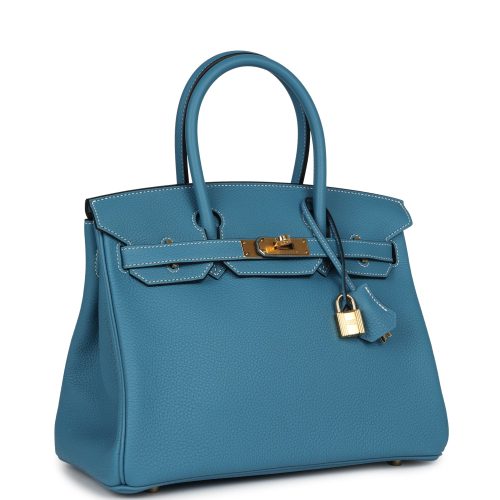 Handmade Bag HB 30 Blue Jean Togo Gold Hardware