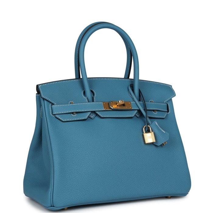Handmade Bag HB 30 Blue Jean Togo Gold Hardware