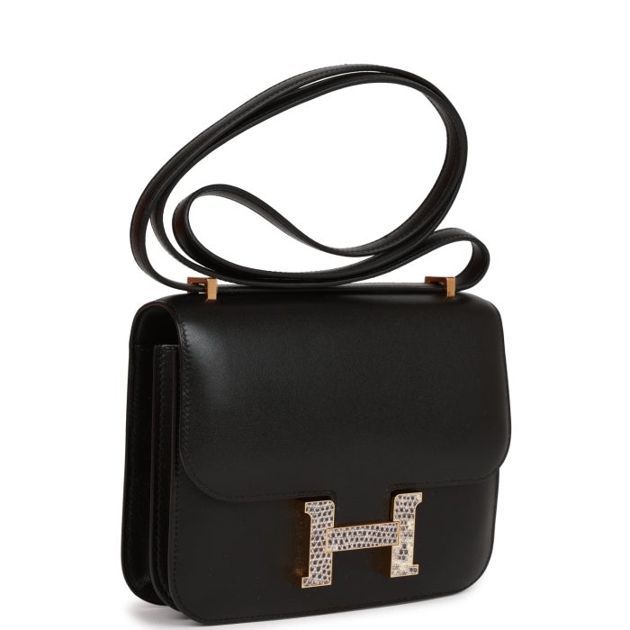 Handmade Bag HC 18 Black Tadelakt and Ombre Lizard Gold Hardware - 图片 2