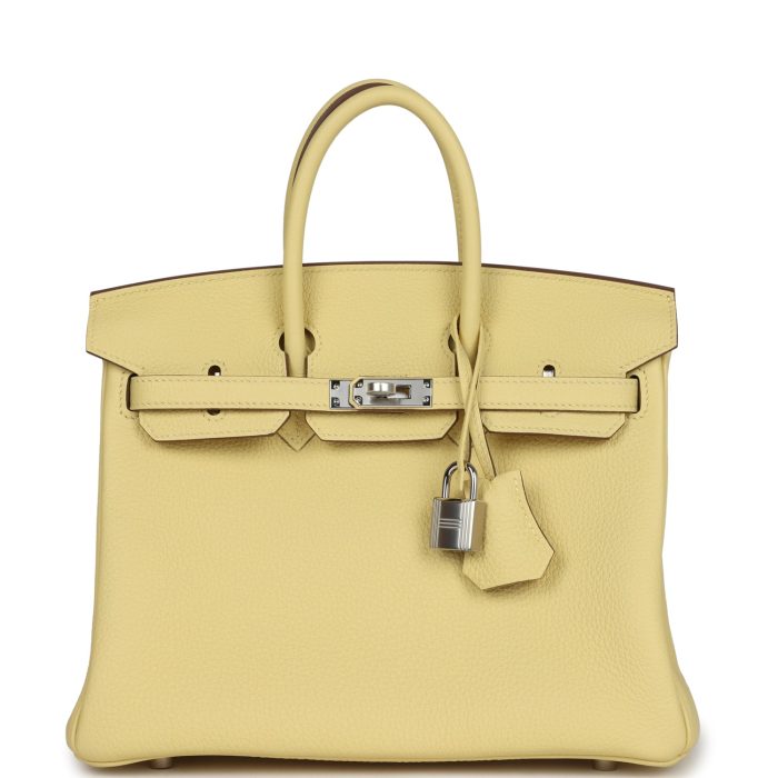 Handmade Bag HB 25 Jaune Poussin Togo Palladium Hardware