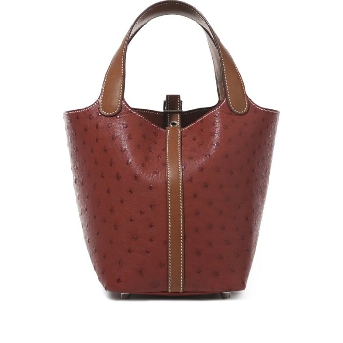 Handmade HPL 18 Fauve Barenia and Brique Ostrich Touch Palladium Hardware - 图片 6
