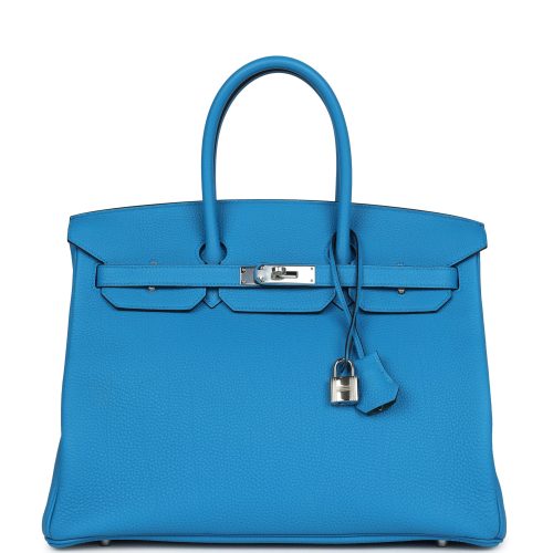 Handmade Bag HB 35 Bleu Zanzibar Verso Togo Palladium Hardware