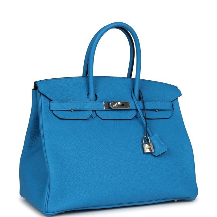 Handmade Bag HB 35 Bleu Zanzibar Verso Togo Palladium Hardware - 图片 2