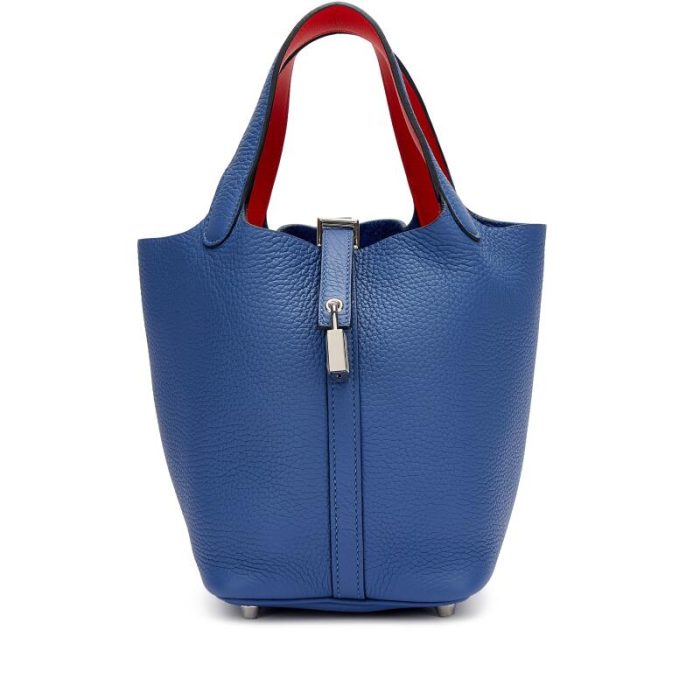 Handmade HPL 18 Bleu Brighton Clemence and Capucine Swift Verso Palladium Hardware