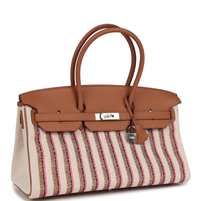 Handmade Bag HSB Light 39 Multicolor Toile and Gold Swift Palladium Hardware - 图片 2