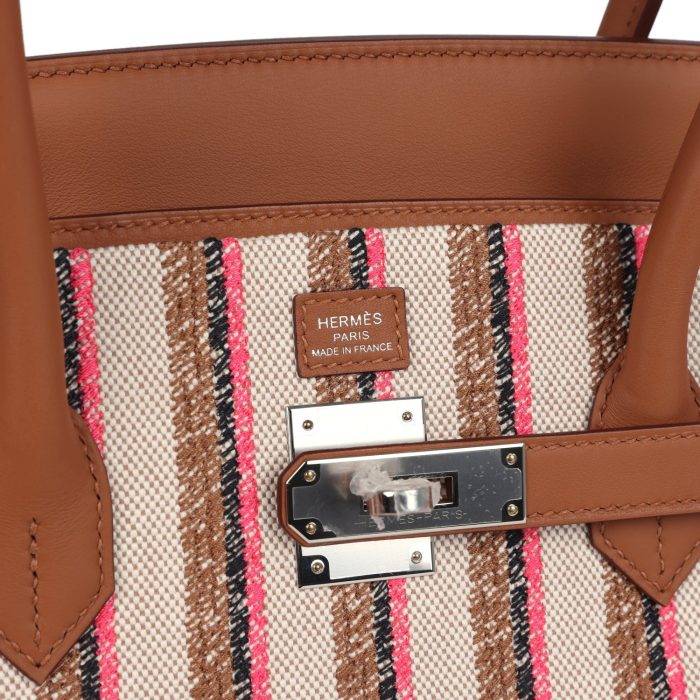 Handmade Bag HSB Light 39 Multicolor Toile and Gold Swift Palladium Hardware - 图片 6