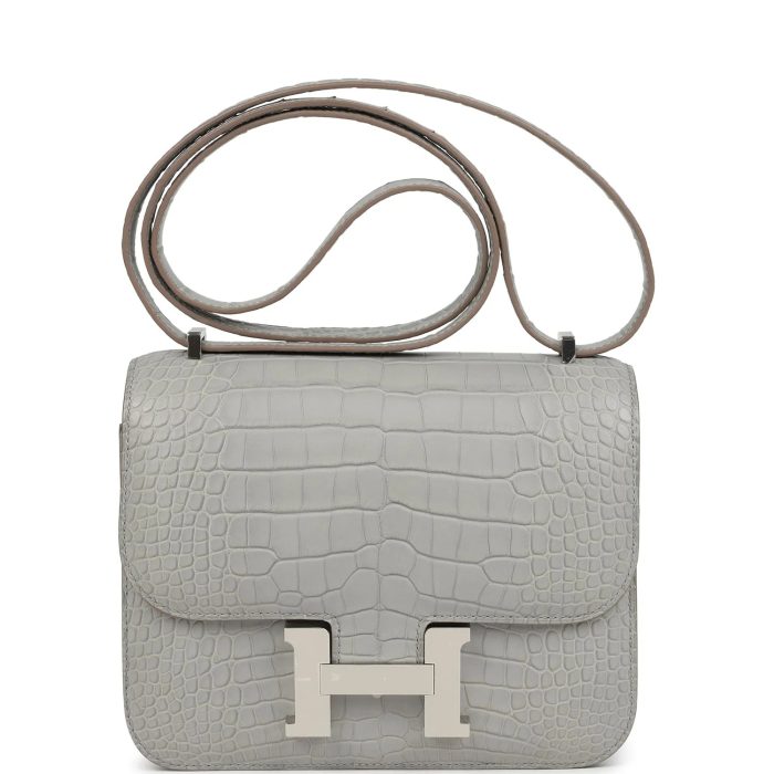 Handmade Bag HC 18 Gris Perle Matte Alligator Palladium Hardware