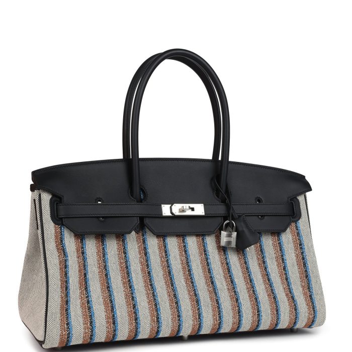 Handmade Bag HSB Light 39 Multicolor Toile and Black Swift Palladium Hardware - 图片 2