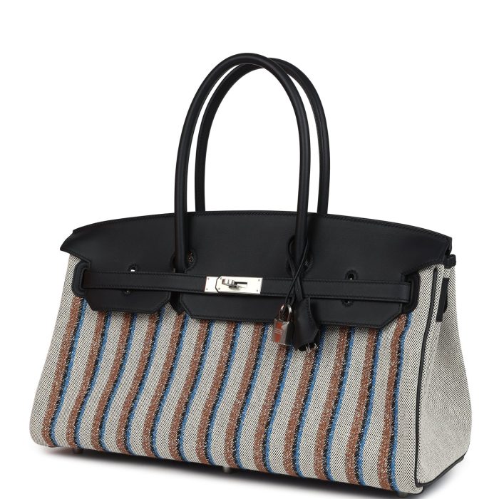 Handmade Bag HSB Light 39 Multicolor Toile and Black Swift Palladium Hardware - 图片 3