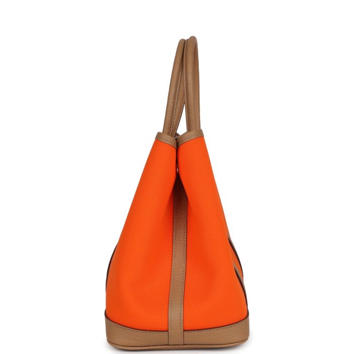 Handmade Bag HGP 30 Orange Minium Toile and Biscuit Negonda Palladium Hardware - 图片 3