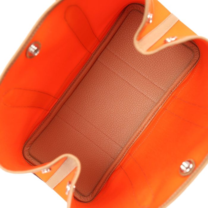 Handmade Bag HGP 30 Orange Minium Toile and Biscuit Negonda Palladium Hardware - 图片 5