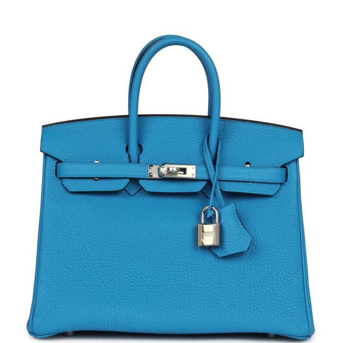 Handmade Bag HB 25 Bleu Zanzibar Togo Palladium Hardware