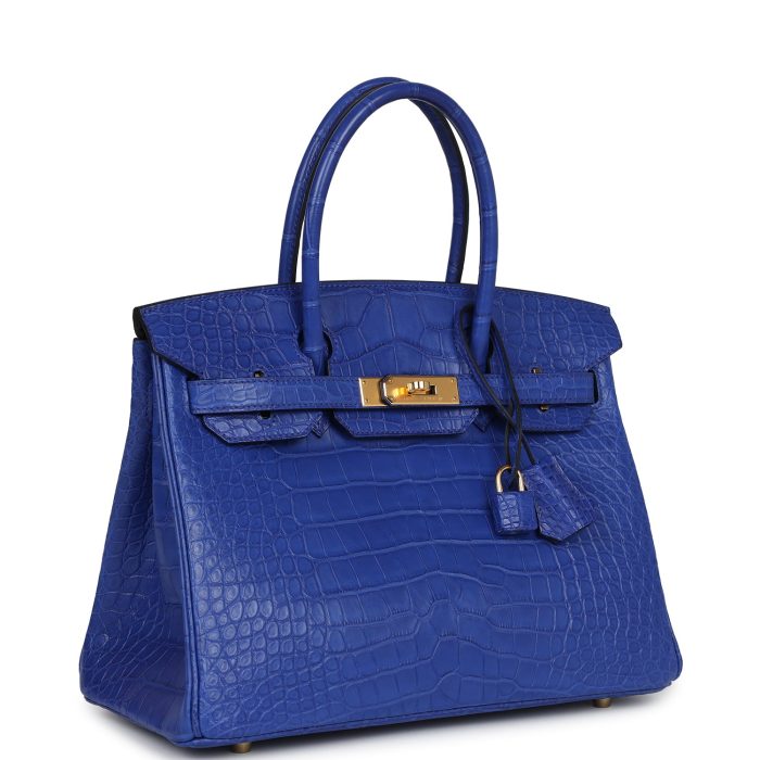 Handmade Bag HB 30 Bleu Electric Matte Alligator Gold Hardware - 图片 2