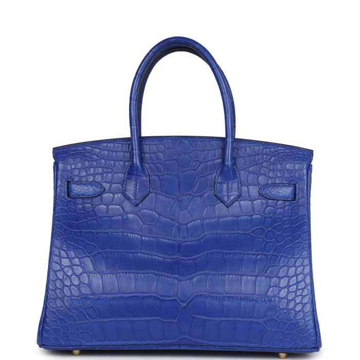 Handmade Bag HB 30 Bleu Electric Matte Alligator Gold Hardware - 图片 4