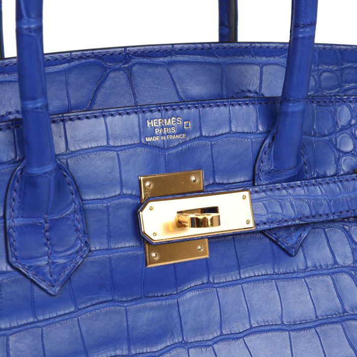 Handmade Bag HB 30 Bleu Electric Matte Alligator Gold Hardware - 图片 6