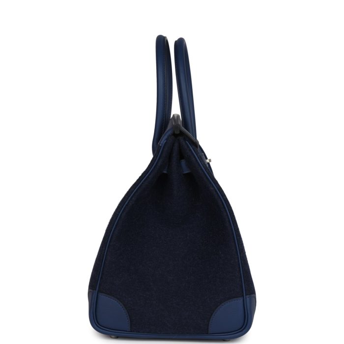 Handmade Bag HB 35 Bleu Nuit Feutre Wool and Bleu De Malte Swift Palladium Hardware - 图片 3