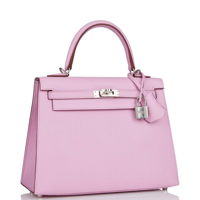 Handmade HKS 25 Mauve Sylvestre Epsom Palladium Hardware - 图片 2