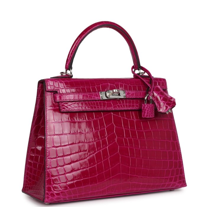 Handmade HKS 25 Rose Pourpre Shiny Niloticus Crocodile Palladium Hardware - 图片 2