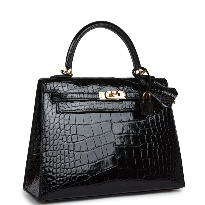 Handmade HKS 25 Black Shiny Alligator Gold Hardware - 图片 2