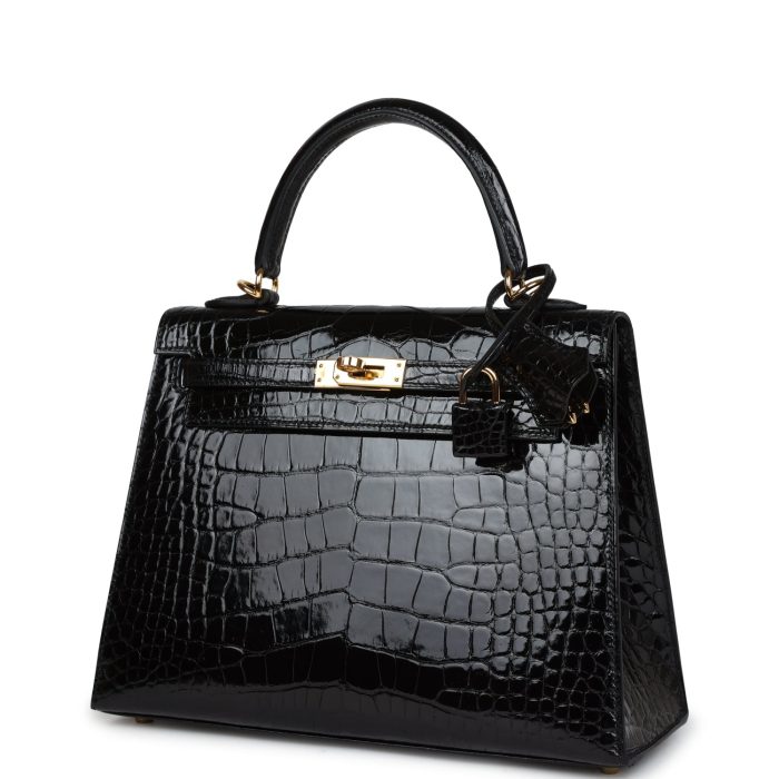 Handmade HKS 25 Black Shiny Alligator Gold Hardware - 图片 3