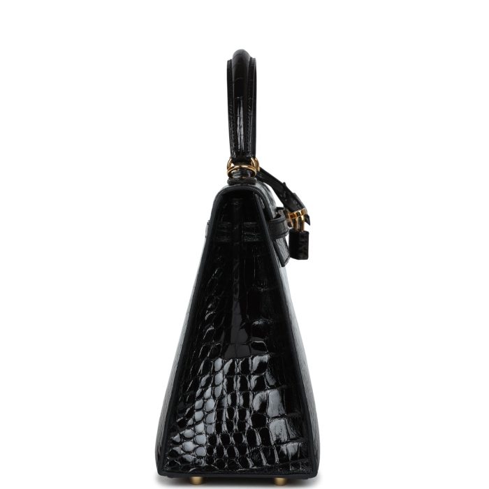 Handmade HKS 25 Black Shiny Alligator Gold Hardware - 图片 4