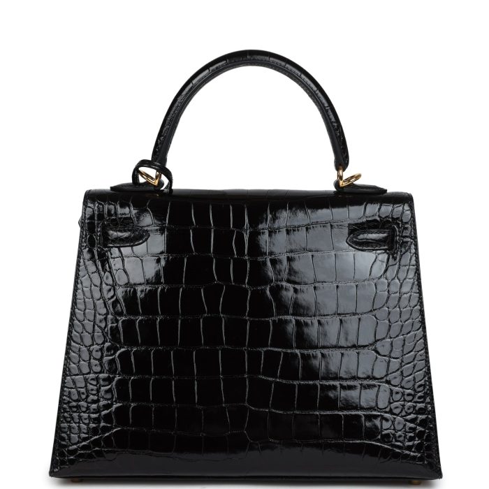 Handmade HKS 25 Black Shiny Alligator Gold Hardware - 图片 5