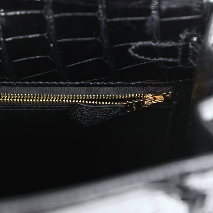 Handmade HKS 25 Black Shiny Alligator Gold Hardware - 图片 9