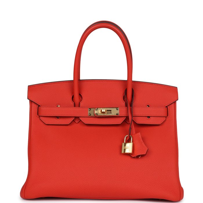 Handmade Bag HB 30 Rouge Tomate Togo Gold Hardware