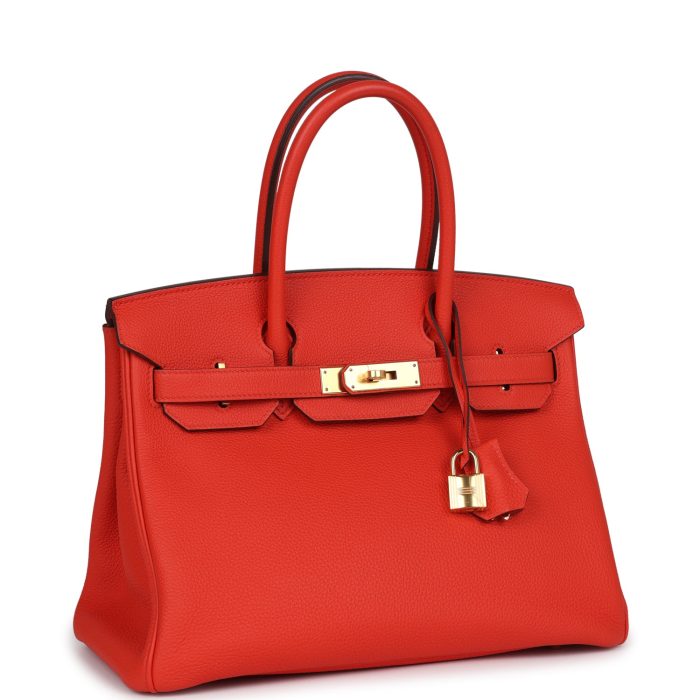Handmade Bag HB 30 Rouge Tomate Togo Gold Hardware - 图片 2