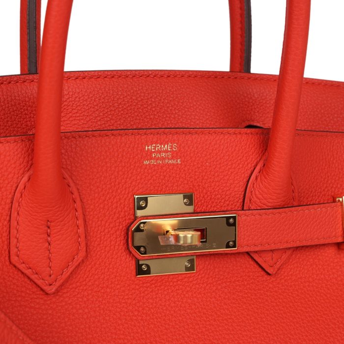 Handmade Bag HB 30 Rouge Tomate Togo Gold Hardware - 图片 6