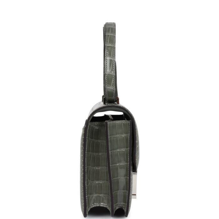 Handmade Bag HC 18 Gris Ciment Shiny Alligator Palladium Hardware - 图片 3