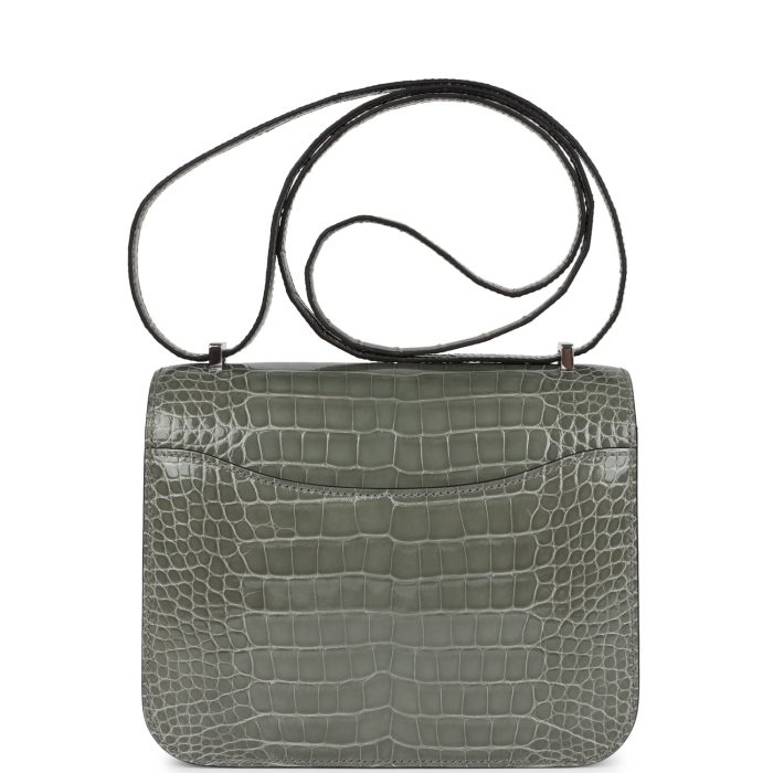Handmade Bag HC 18 Gris Ciment Shiny Alligator Palladium Hardware - 图片 4