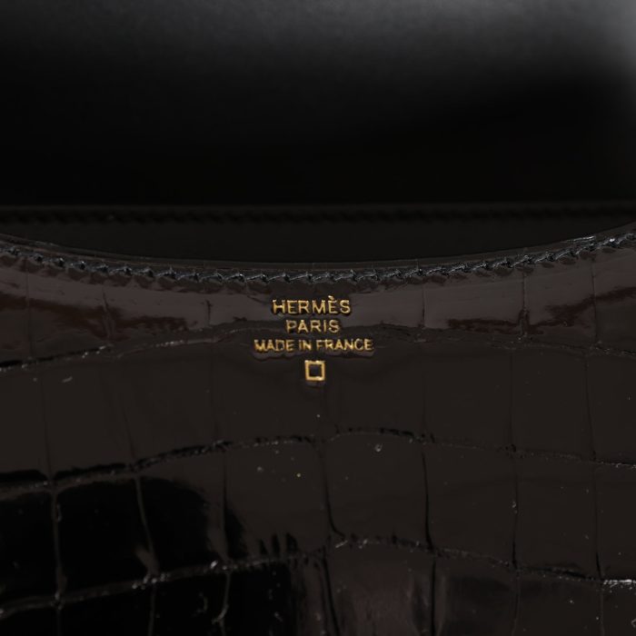 Handmade Bag HC 18 Black Shiny Alligator Gold Hardware - 图片 7