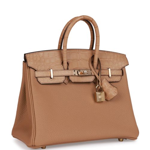 Handmade Bag HB 25 Chai Matte Alligator and Togo Touch Permabrass Hardware