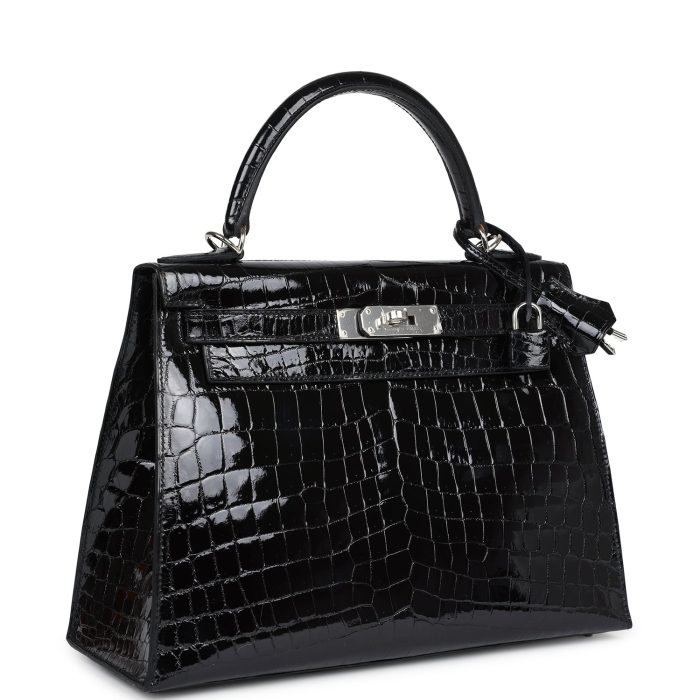 Handmade HKS 28 Black Shiny Niloticus Crocodile Palladium Hardware - 图片 2